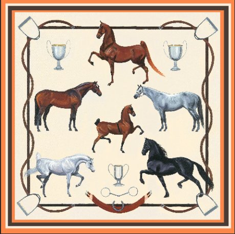 Carson Kressley x Janet Crawford Equestrian Silk Scarf - Orange - Mack & Harvie