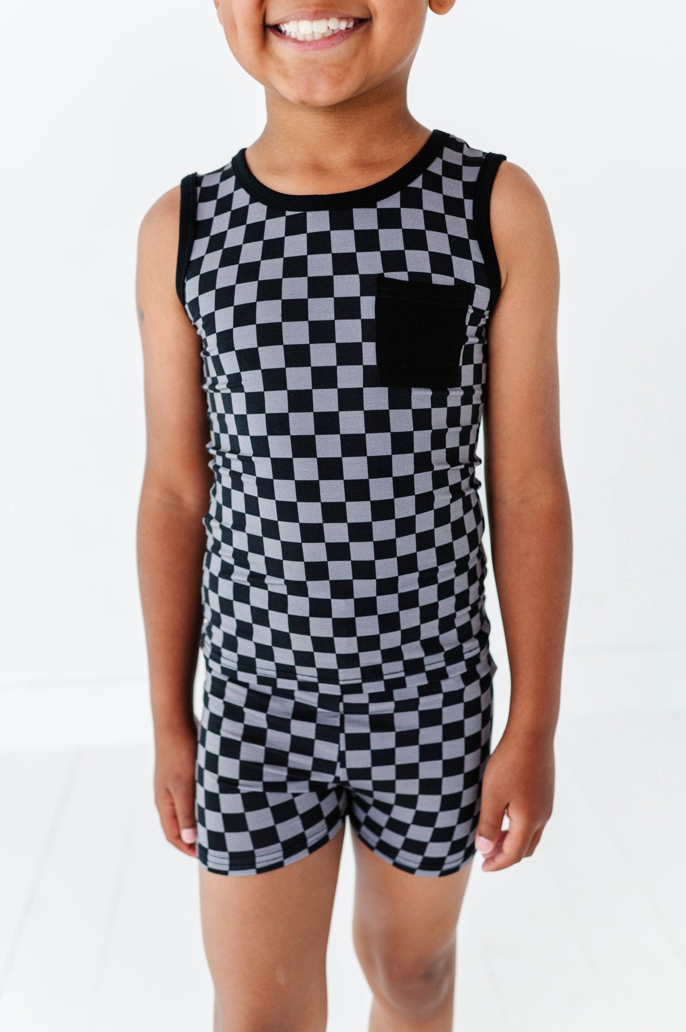 Charcoal Check Pocket Tank Set - Mack & Harvie