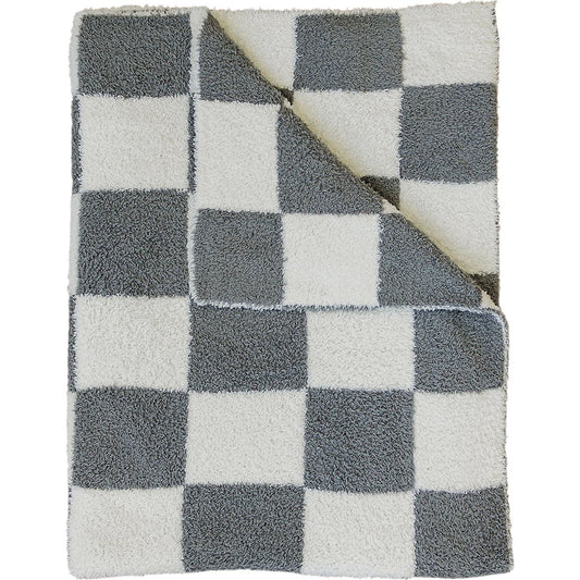 Charcoal Checkered Plush Blanket - Mack & Harvie