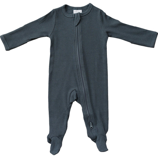 Charcoal Organic Cotton Ribbed Zipper - Mack & Harvie