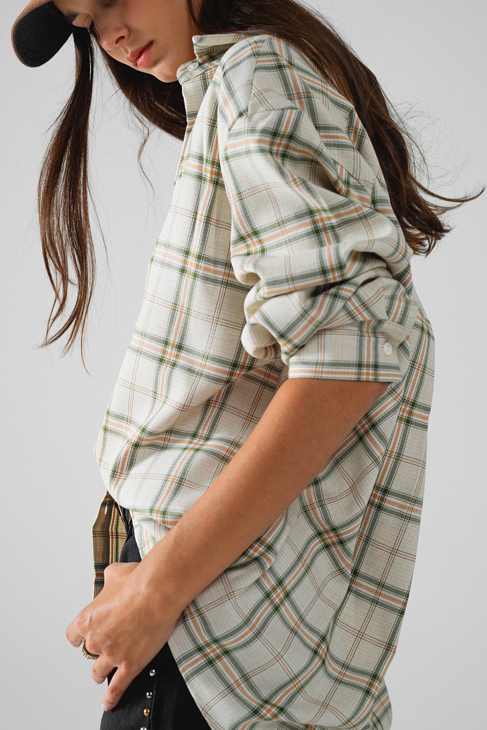 Checked Shirt With Back Opening in Beige - Mack & Harvie