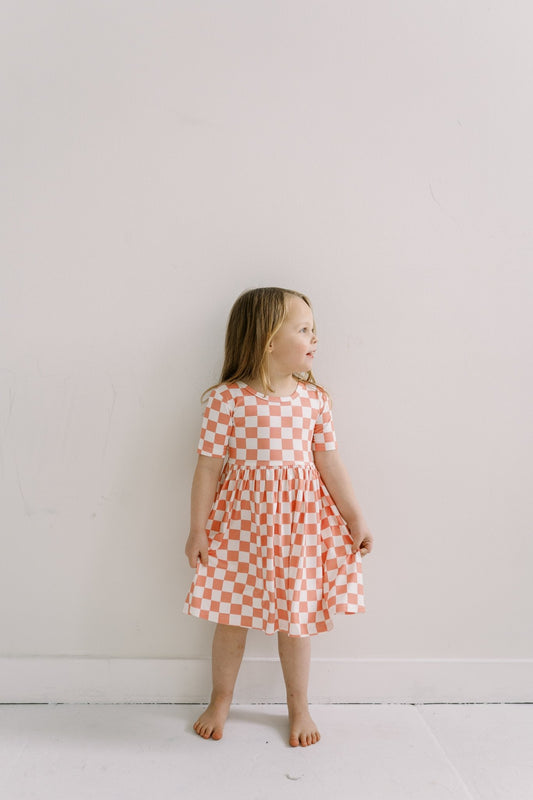 Checkerboard Bamboo Twirl Dress - Mack & Harvie