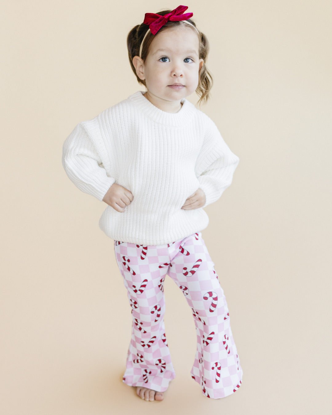 Checkered Candy Cane Flare Pants | Pink - Mack & Harvie