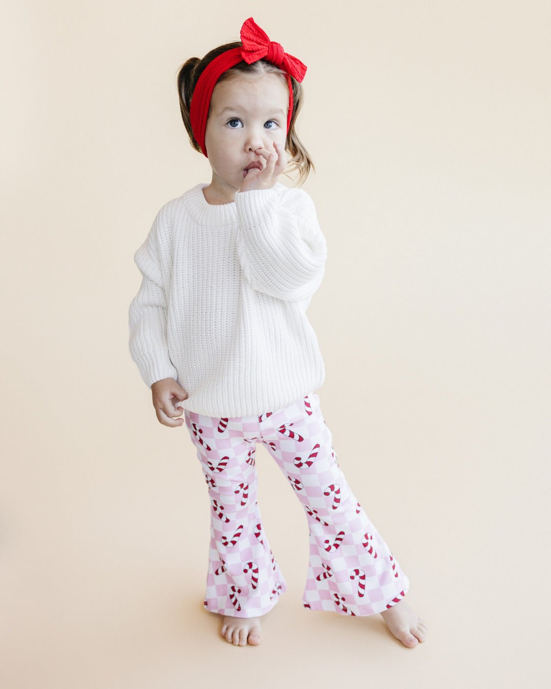 Checkered Candy Cane Flare Pants | Pink - Mack & Harvie