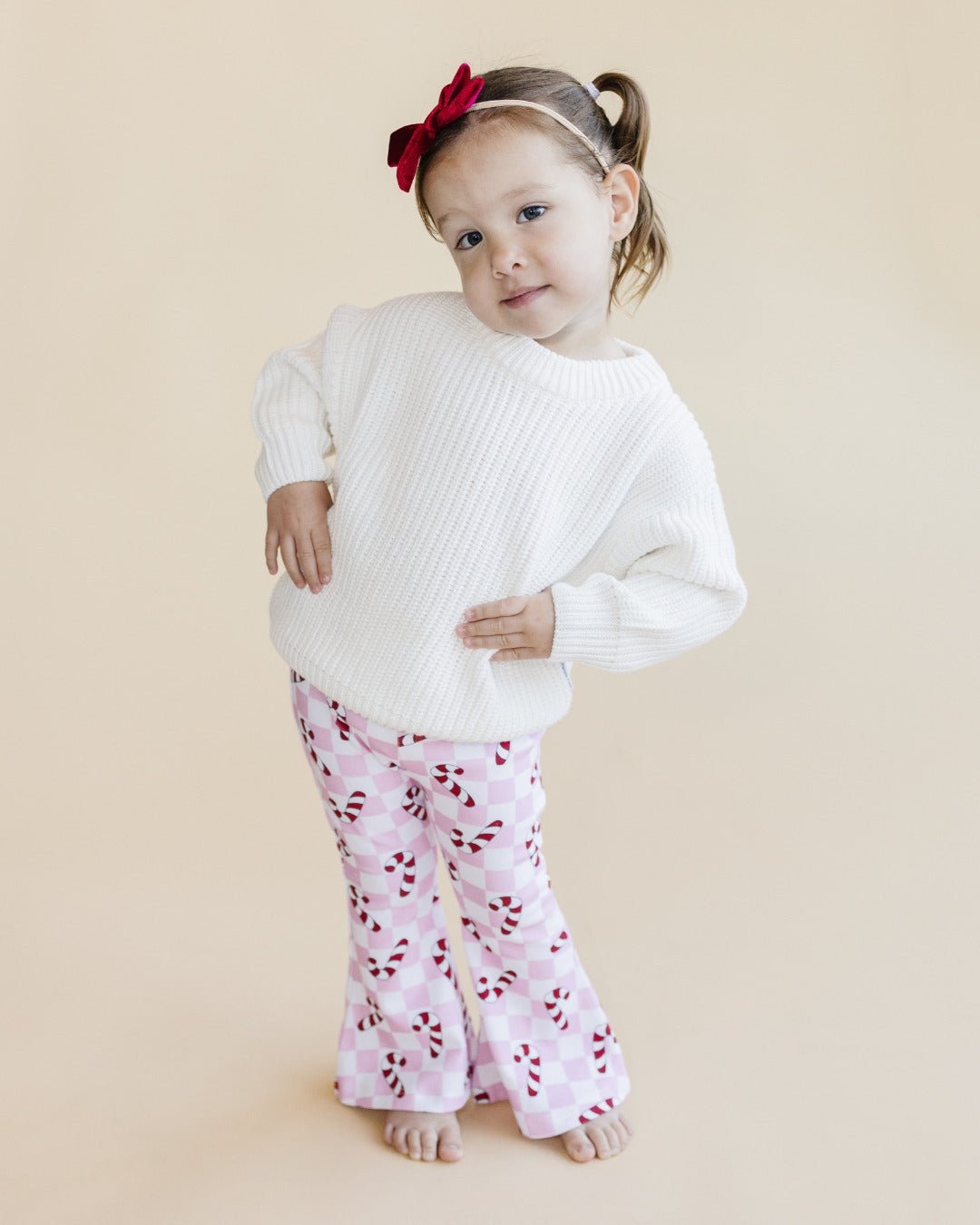 Checkered Candy Cane Flare Pants | Pink - Mack & Harvie