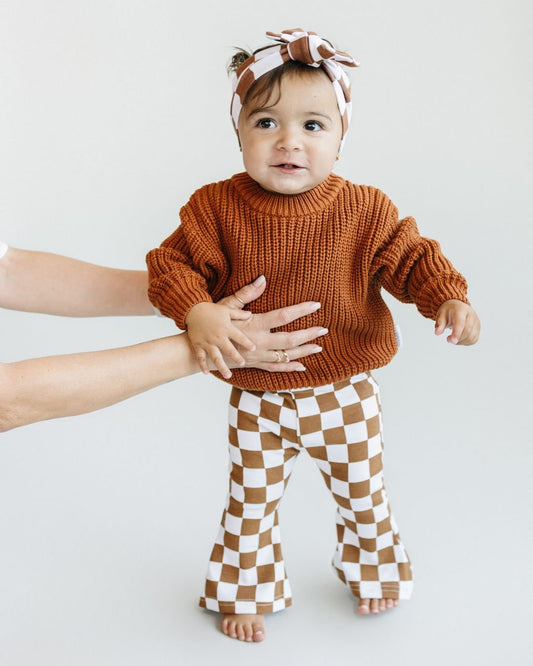 Checkered Flare Pants | Copper - Mack & Harvie