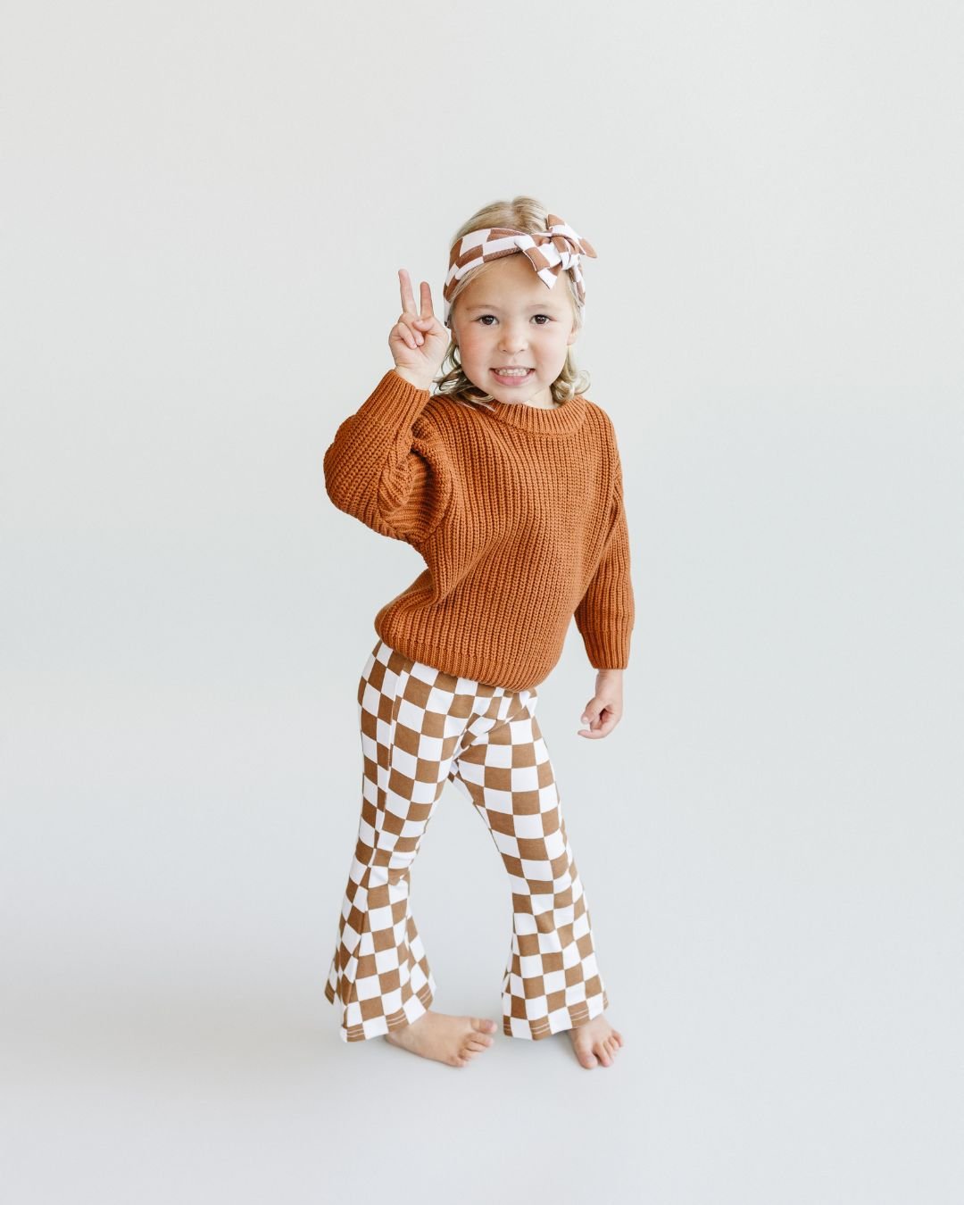 Checkered Flare Pants | Copper - Mack & Harvie