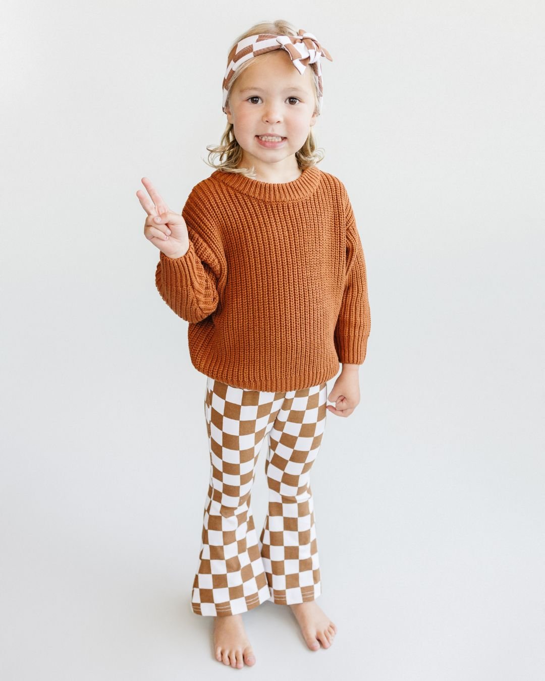 Checkered Flare Pants | Copper - Mack & Harvie