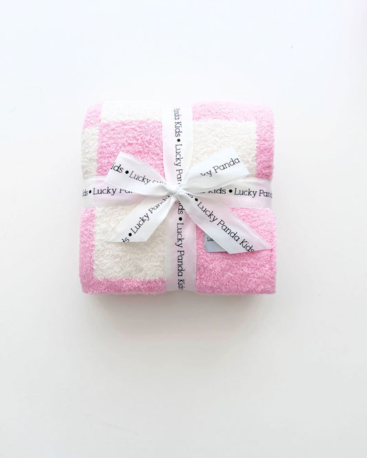 Checkered Plush Blanket | Pink - Mack & Harvie