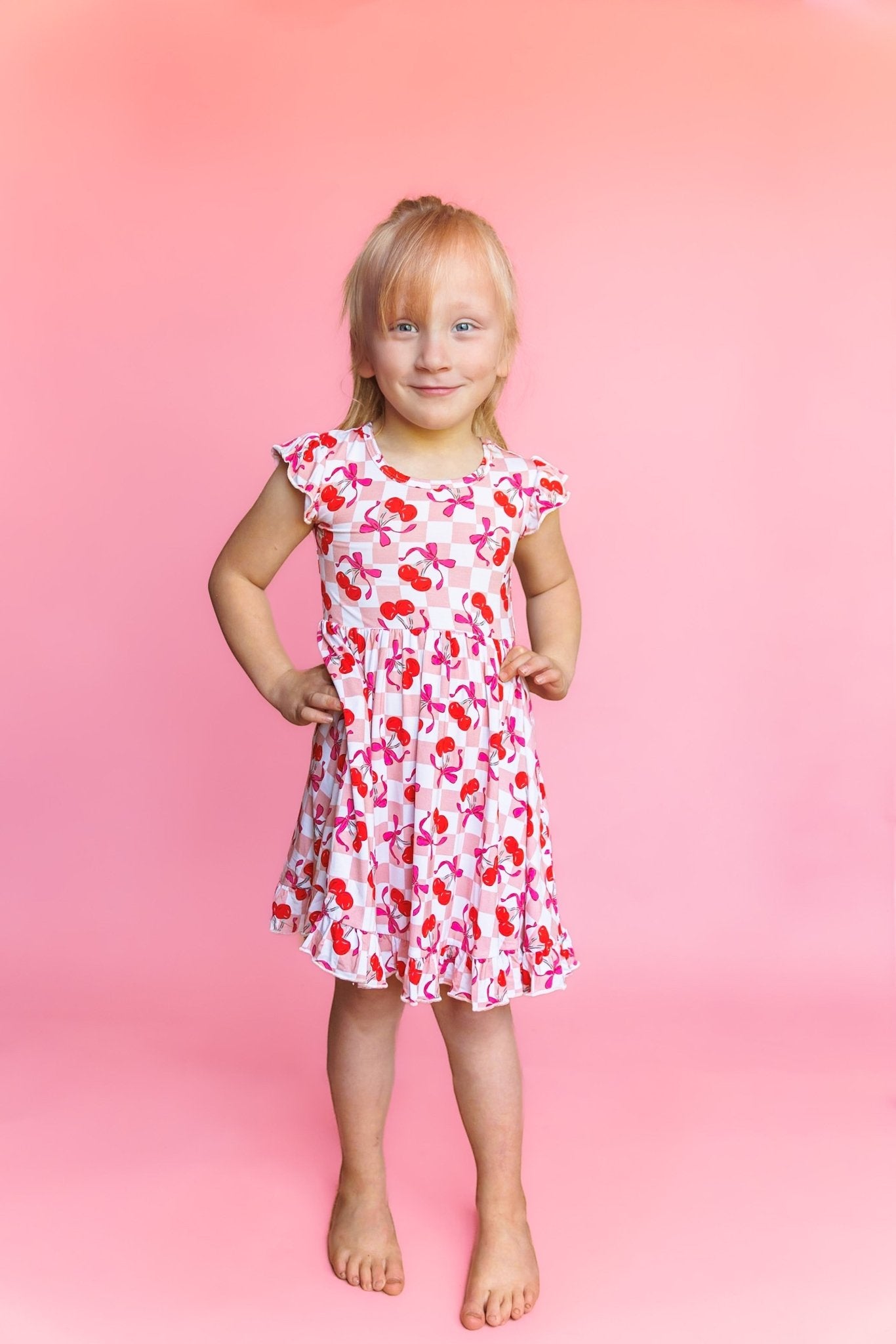 CHERRY SWEET CHECKERS DREAM RUFFLE DRESS - Mack & Harvie