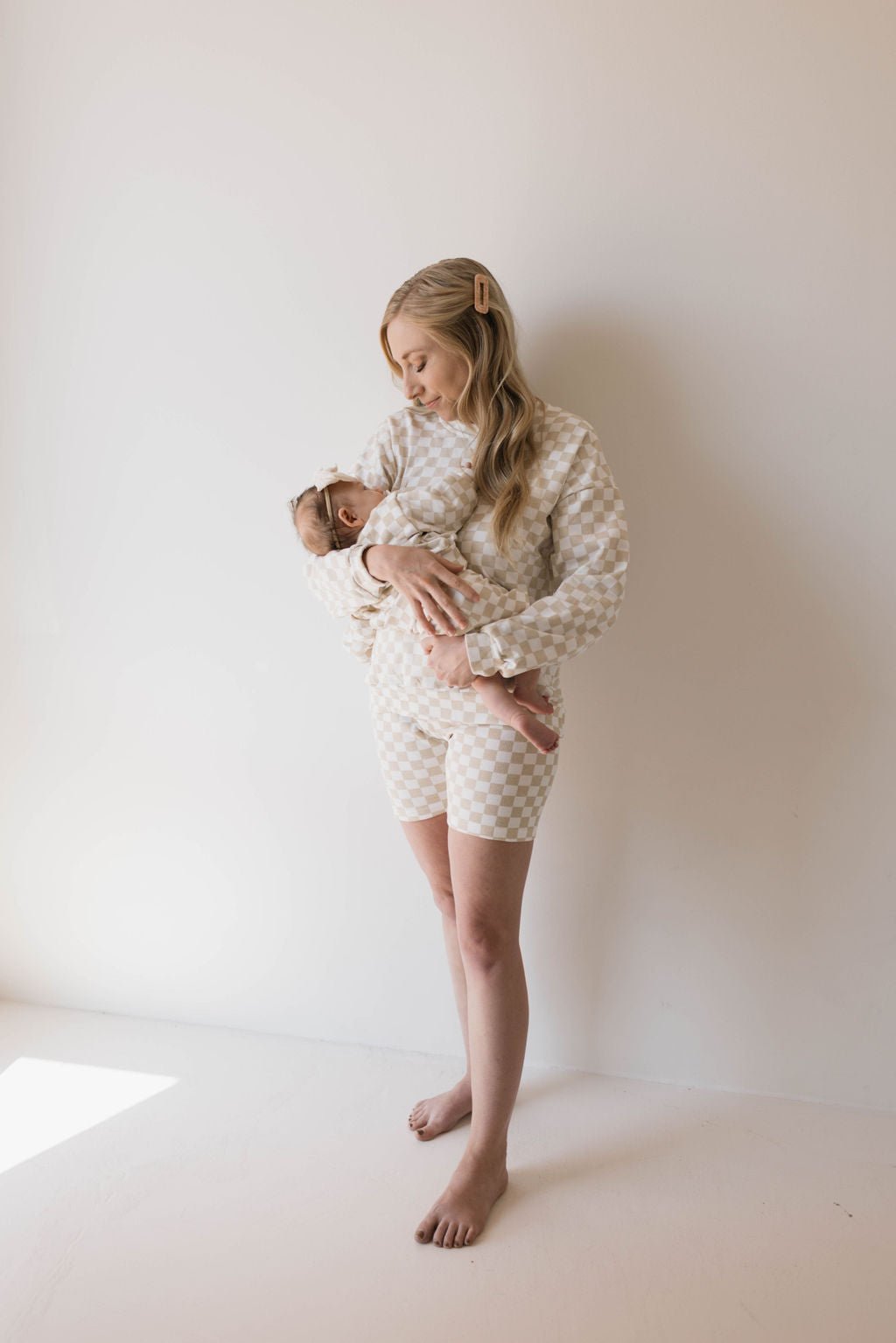 Children's Long Sleeve Short Set | Chai Checkerboard - Mack & Harvie