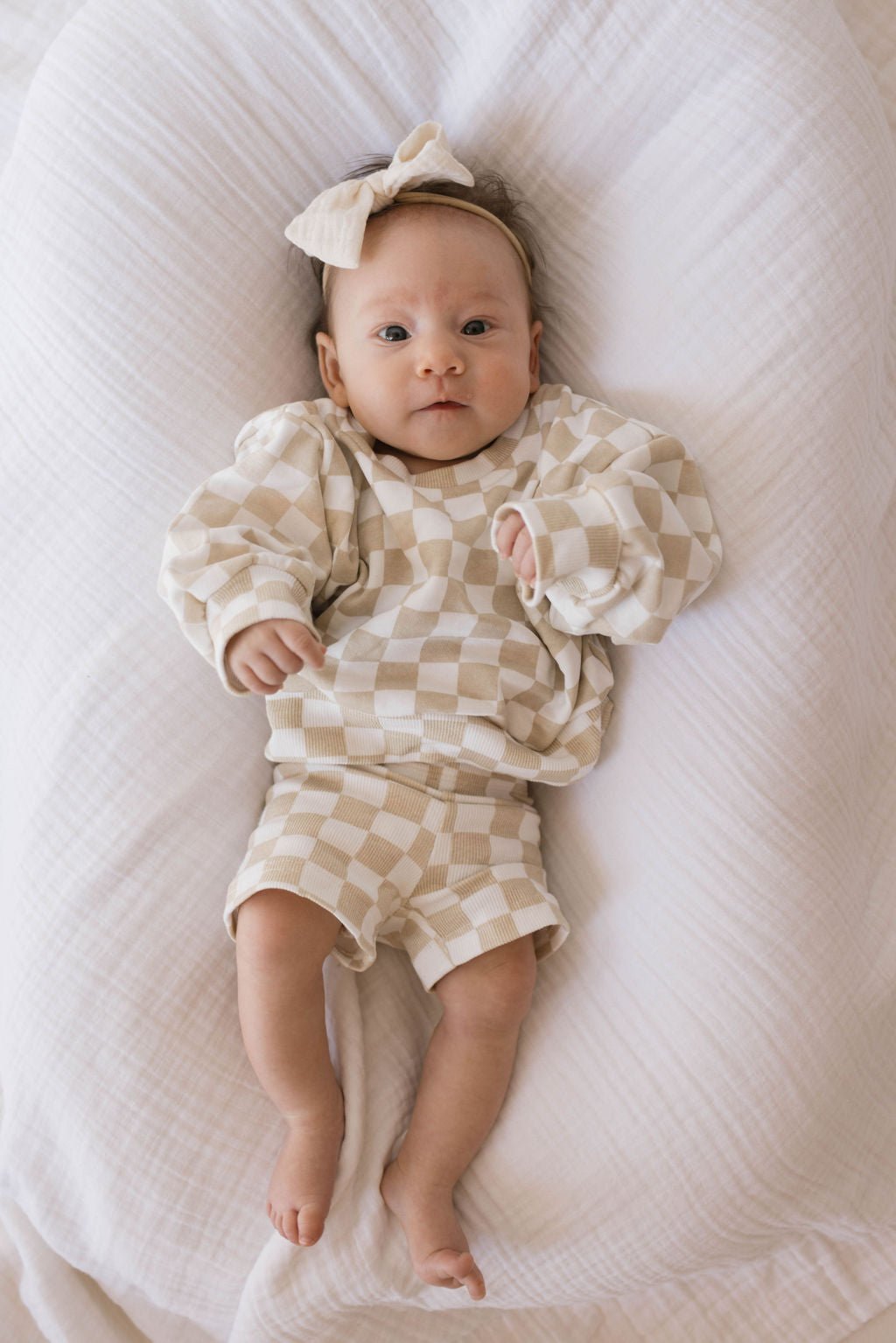 Children's Long Sleeve Short Set | Chai Checkerboard - Mack & Harvie