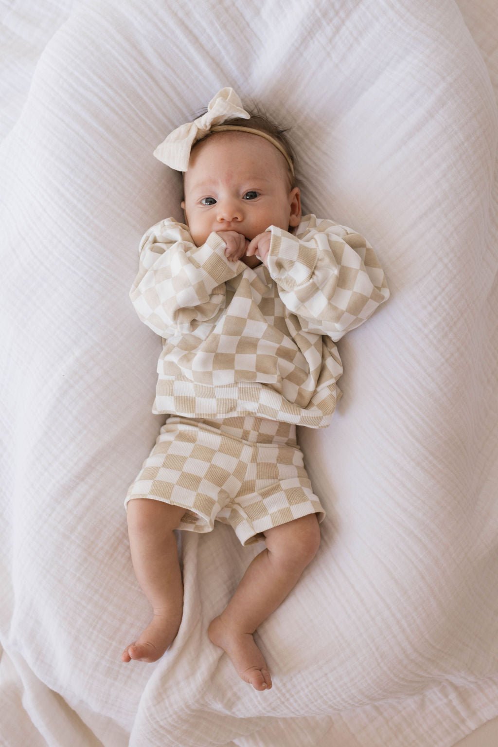 Children's Long Sleeve Short Set | Chai Checkerboard - Mack & Harvie