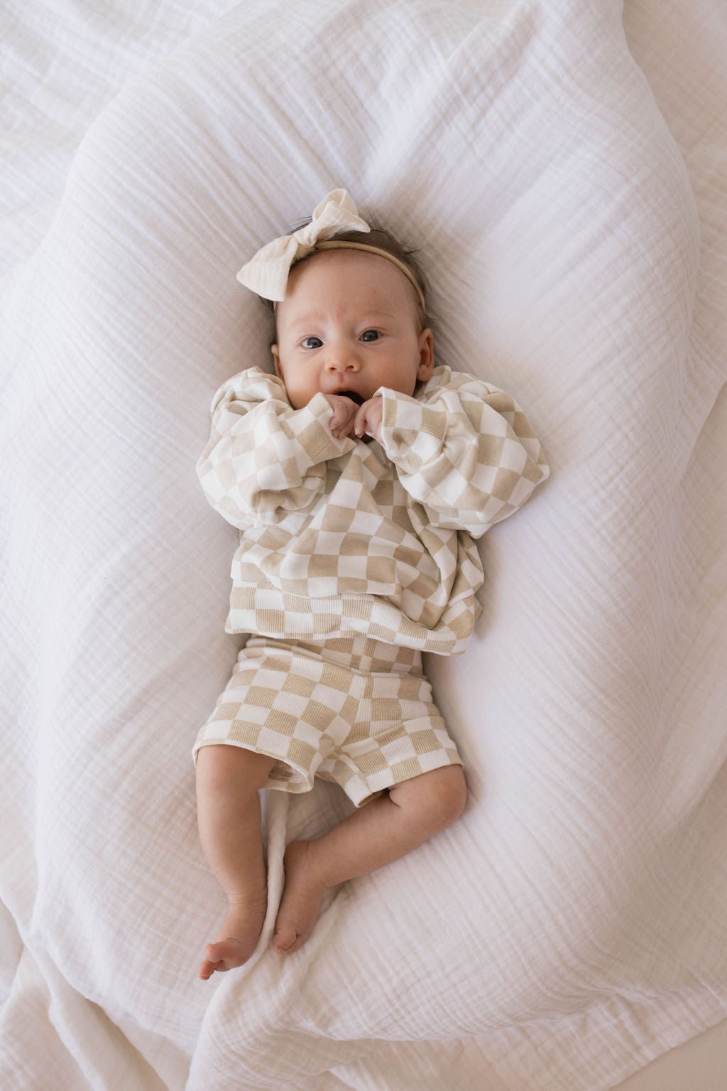 Children's Long Sleeve Short Set | Chai Checkerboard - Mack & Harvie