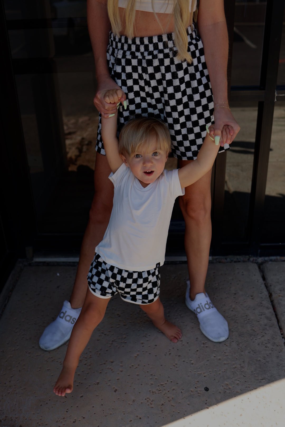 Children's Terry Cloth Shorts | Black and White Checker - Mack & Harvie