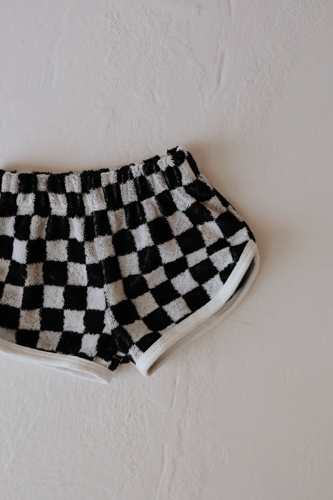 Children's Terry Cloth Shorts | Black and White Checker - Mack & Harvie