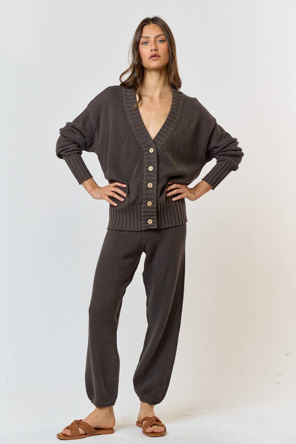 CHUNKY SWEATER CARDIGAN TOP AND JOGGER SET - Mack & Harvie