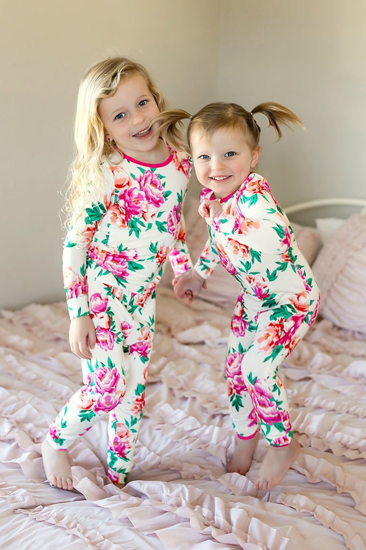 Cloud Peonies Long Sleeve Pajama Set (6M - 10Y) - Mack & Harvie