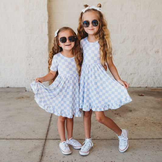 CLOUDY CHECKERS DREAM RUFFLE DRESS - Mack & Harvie