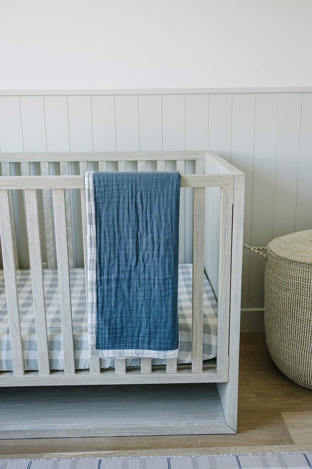 Coastal Plaid Muslin Crib Sheet - Mack & Harvie