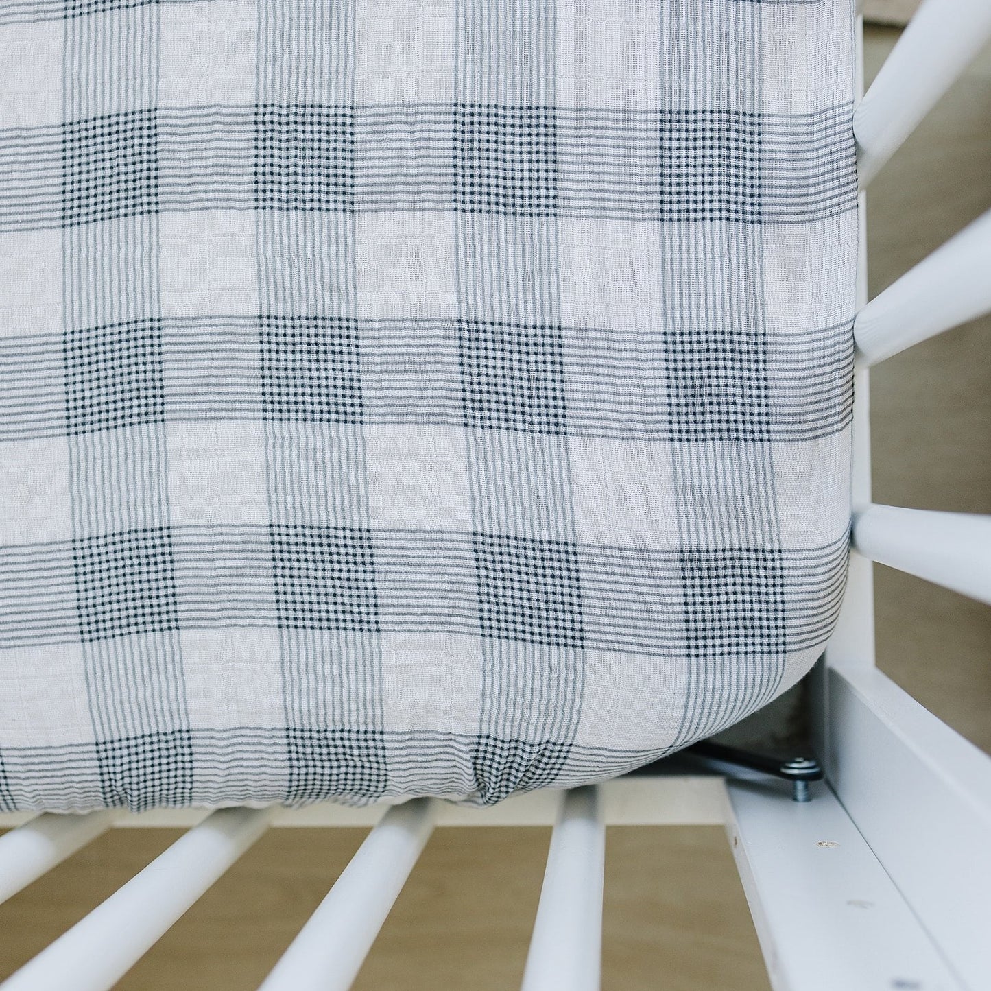 Coastal Plaid Muslin Crib Sheet - Mack & Harvie