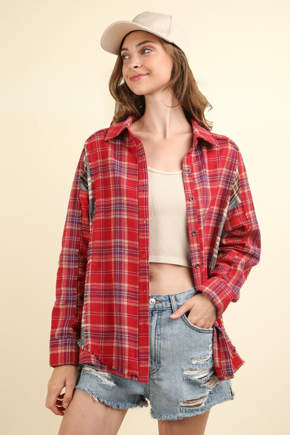 Contrast Plaid Raw Detail Shirt - Mack & Harvie