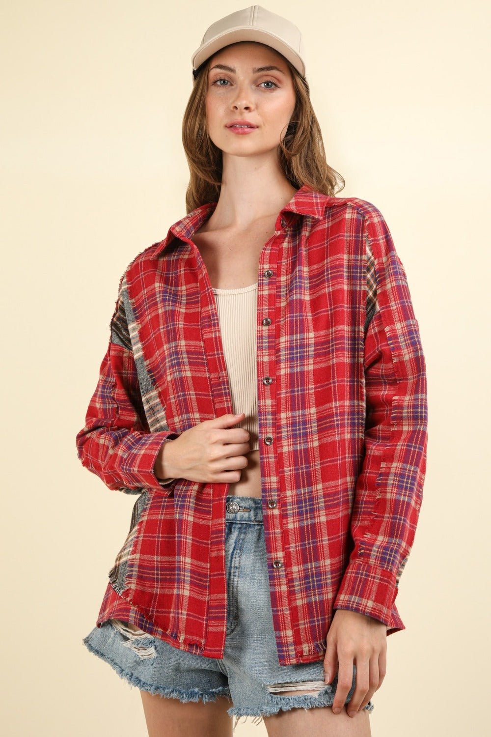 Contrast Plaid Raw Detail Shirt - Mack & Harvie