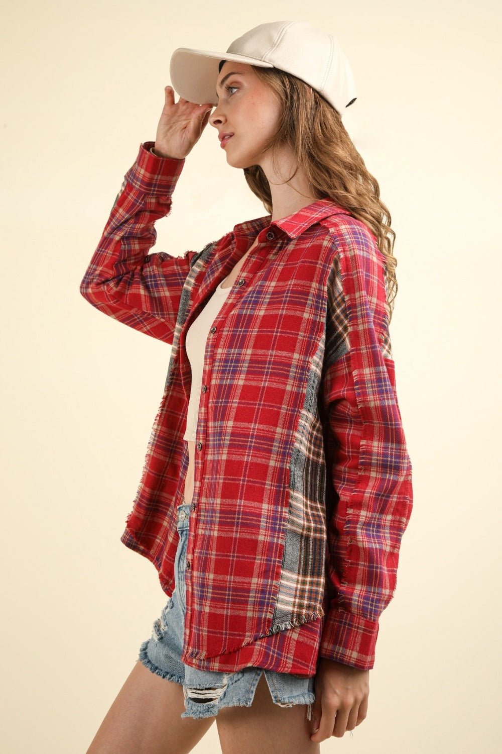 Contrast Plaid Raw Detail Shirt - Mack & Harvie