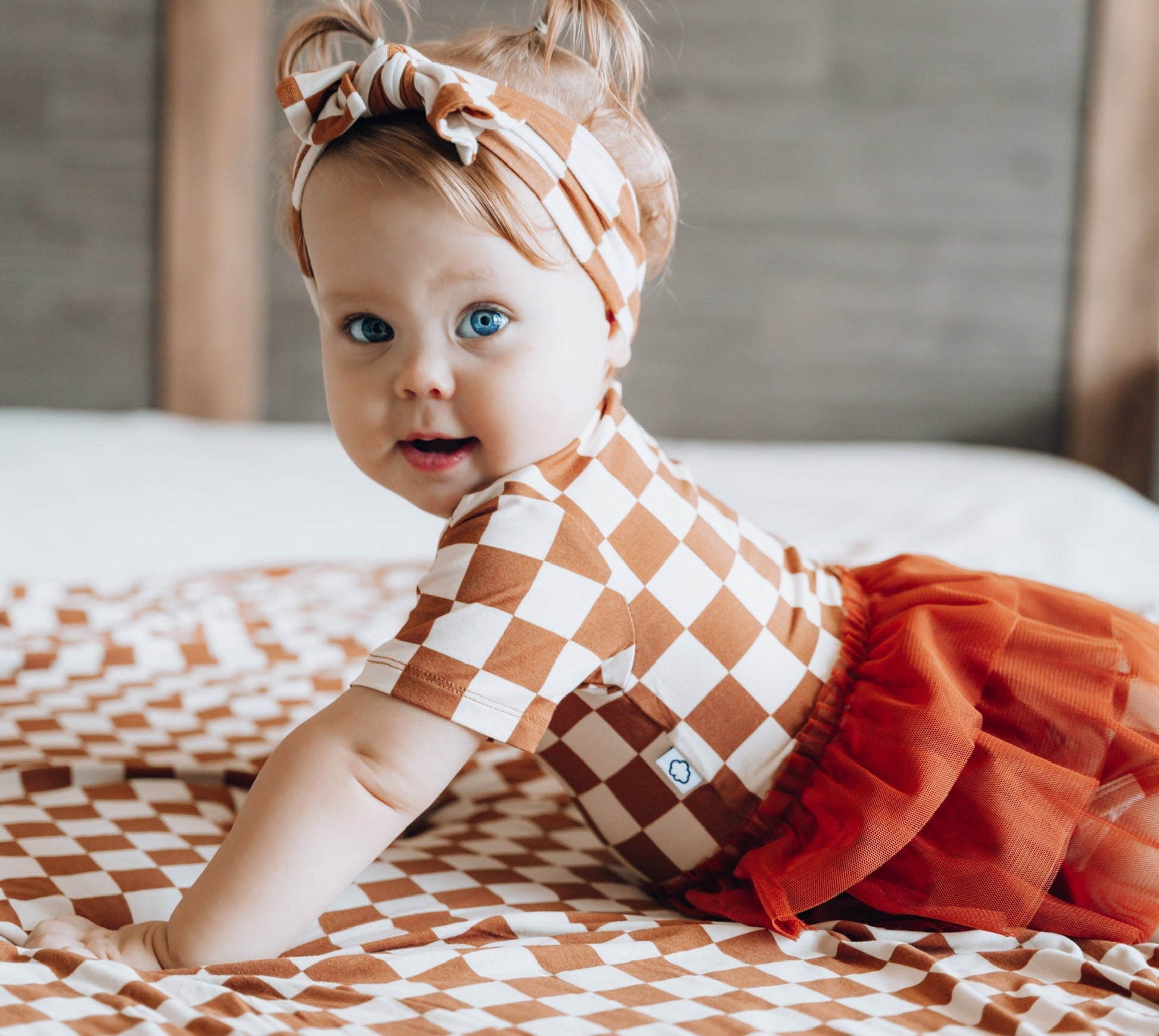 COPPER CHECKERS DREAM TUTU BODYSUIT DRESS - Mack & Harvie