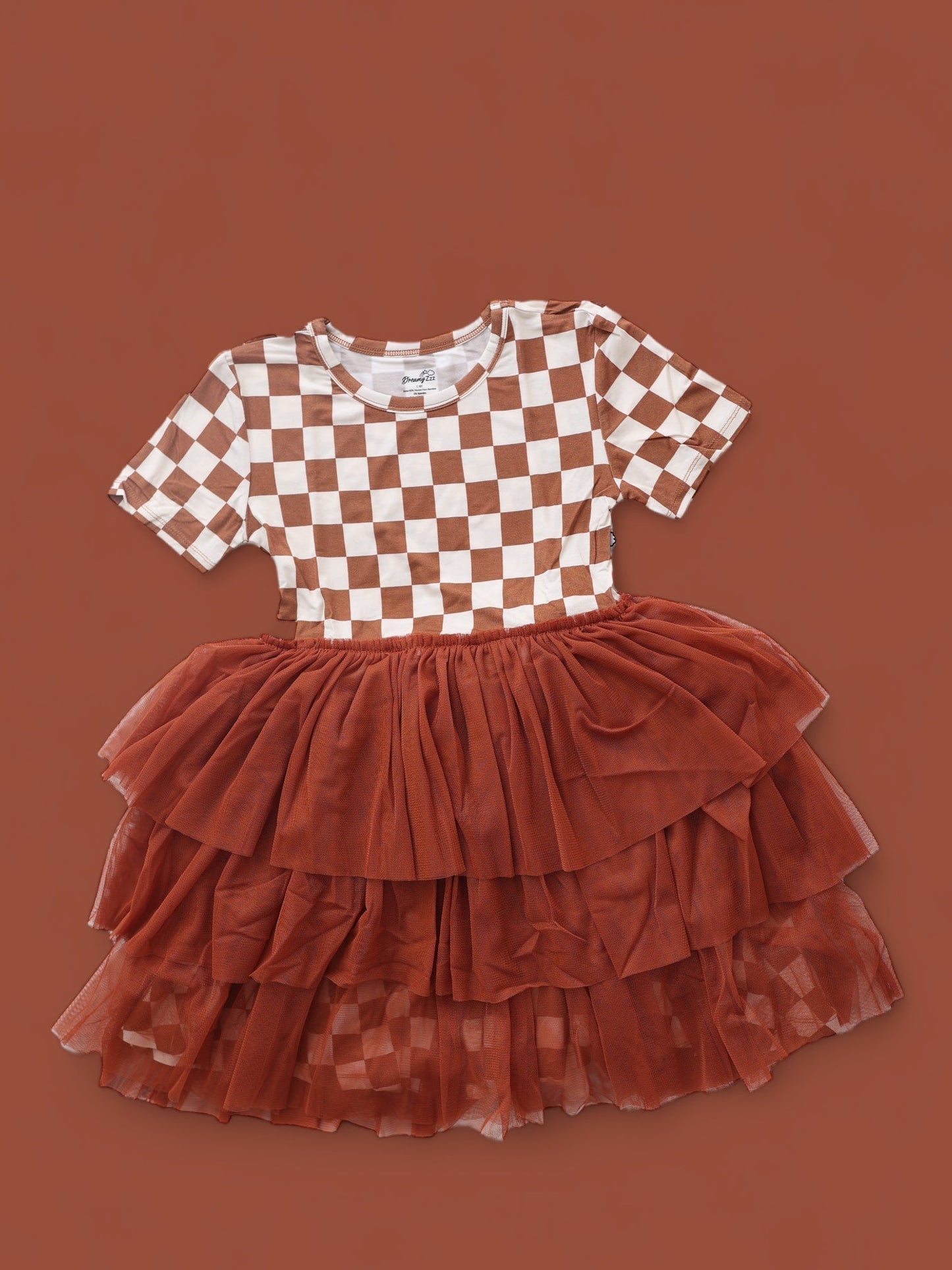 COPPER CHECKERS DREAM TUTU DRESS - Mack & Harvie