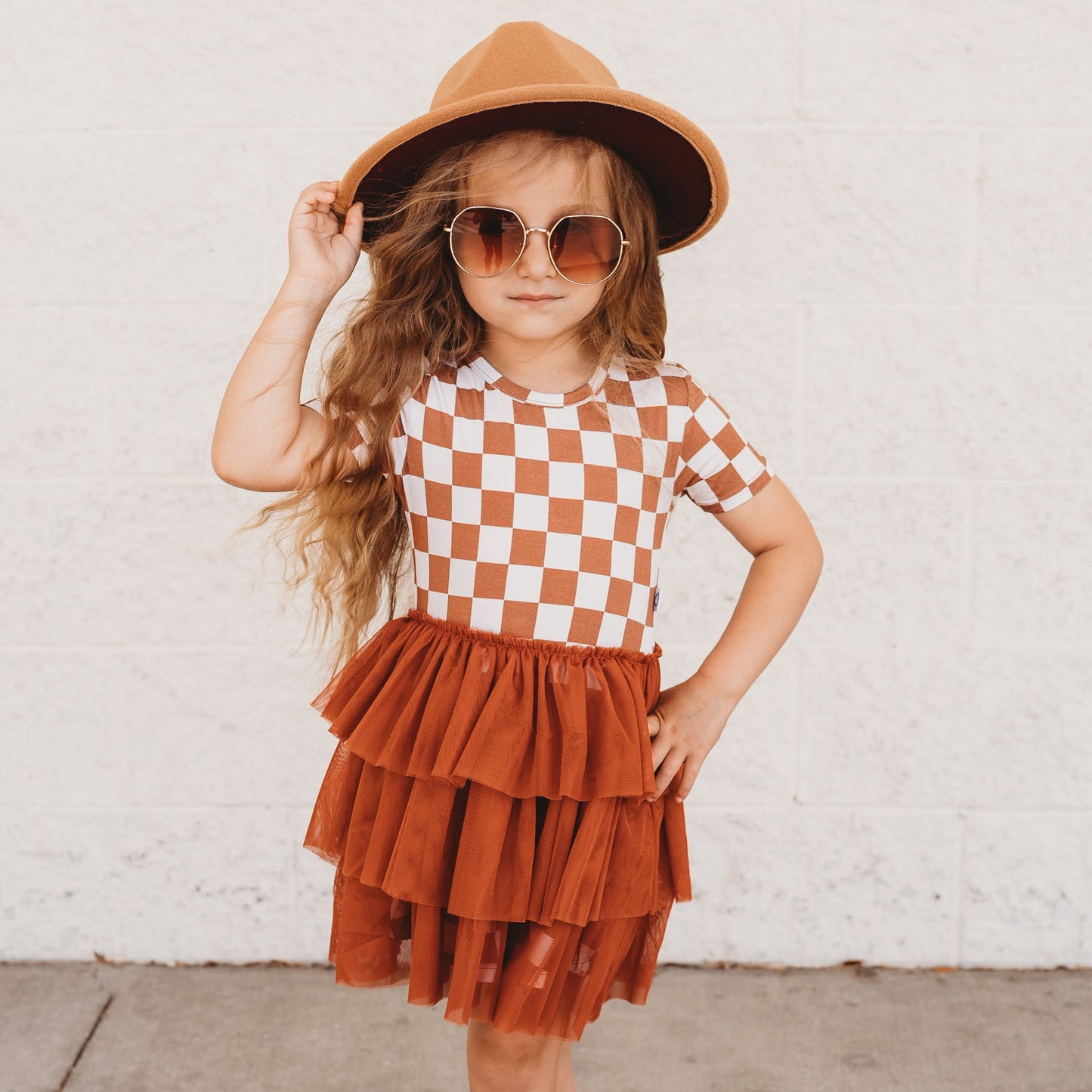 COPPER CHECKERS DREAM TUTU DRESS - Mack & Harvie