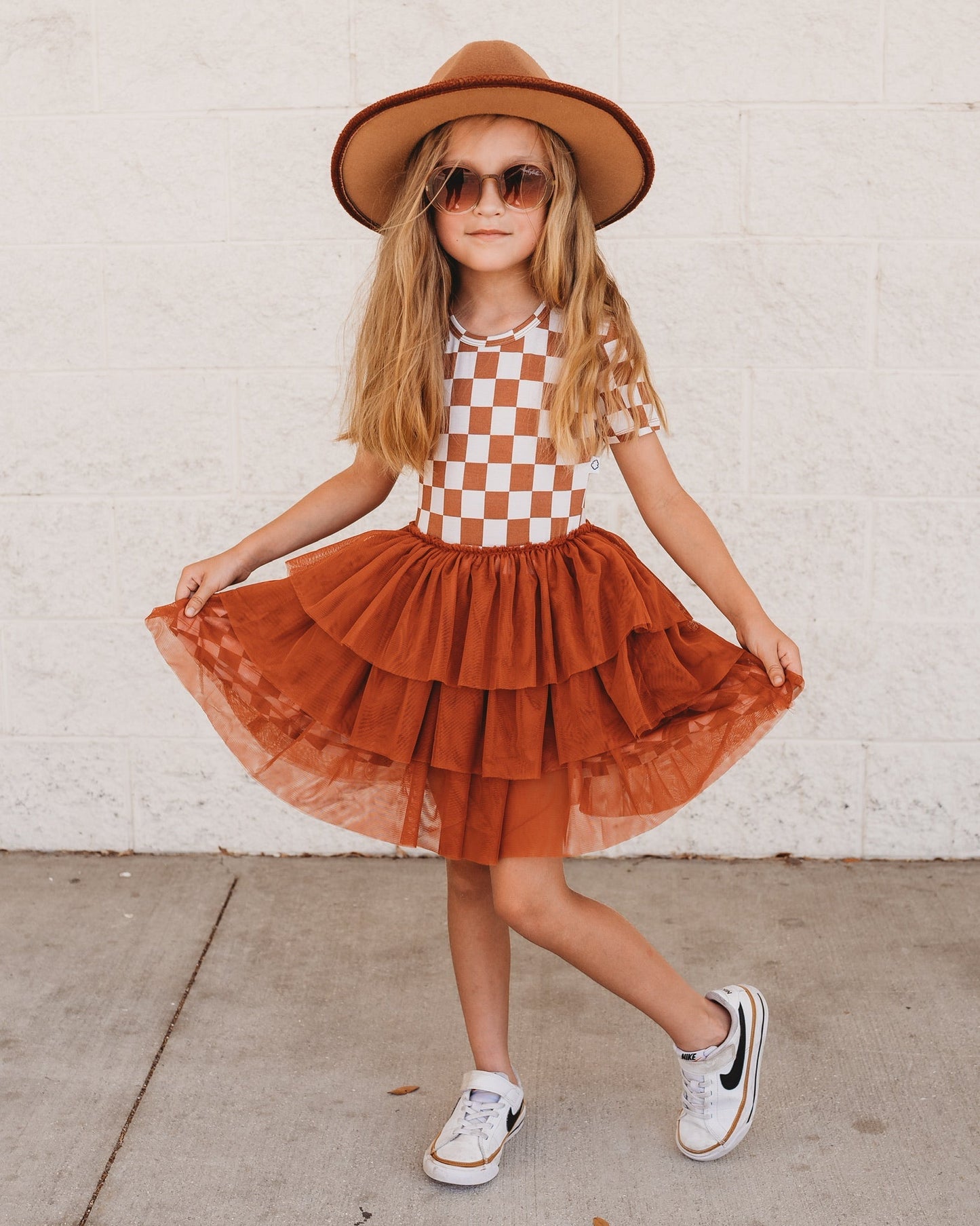 COPPER CHECKERS DREAM TUTU DRESS - Mack & Harvie