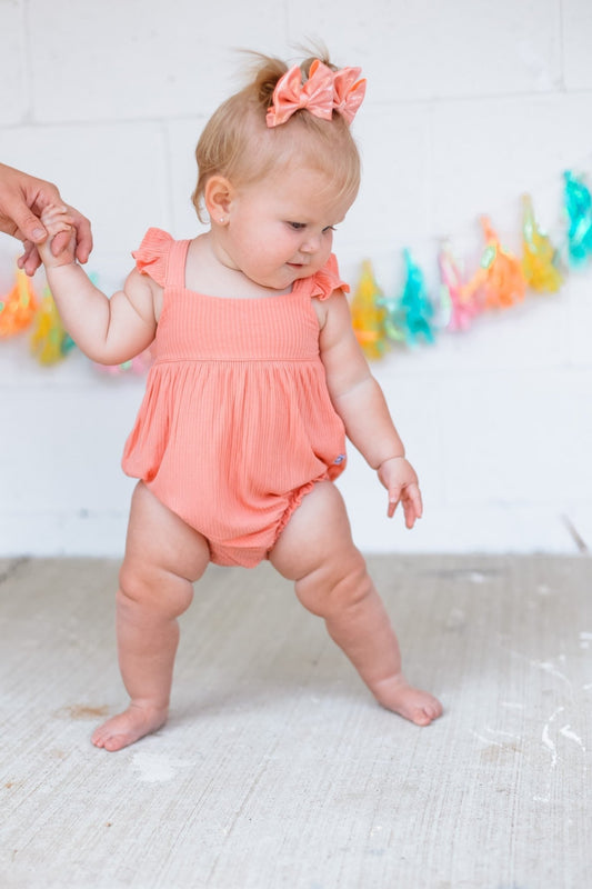 CORAL RIB DREAM BUBBLE ROMPER - Mack & Harvie