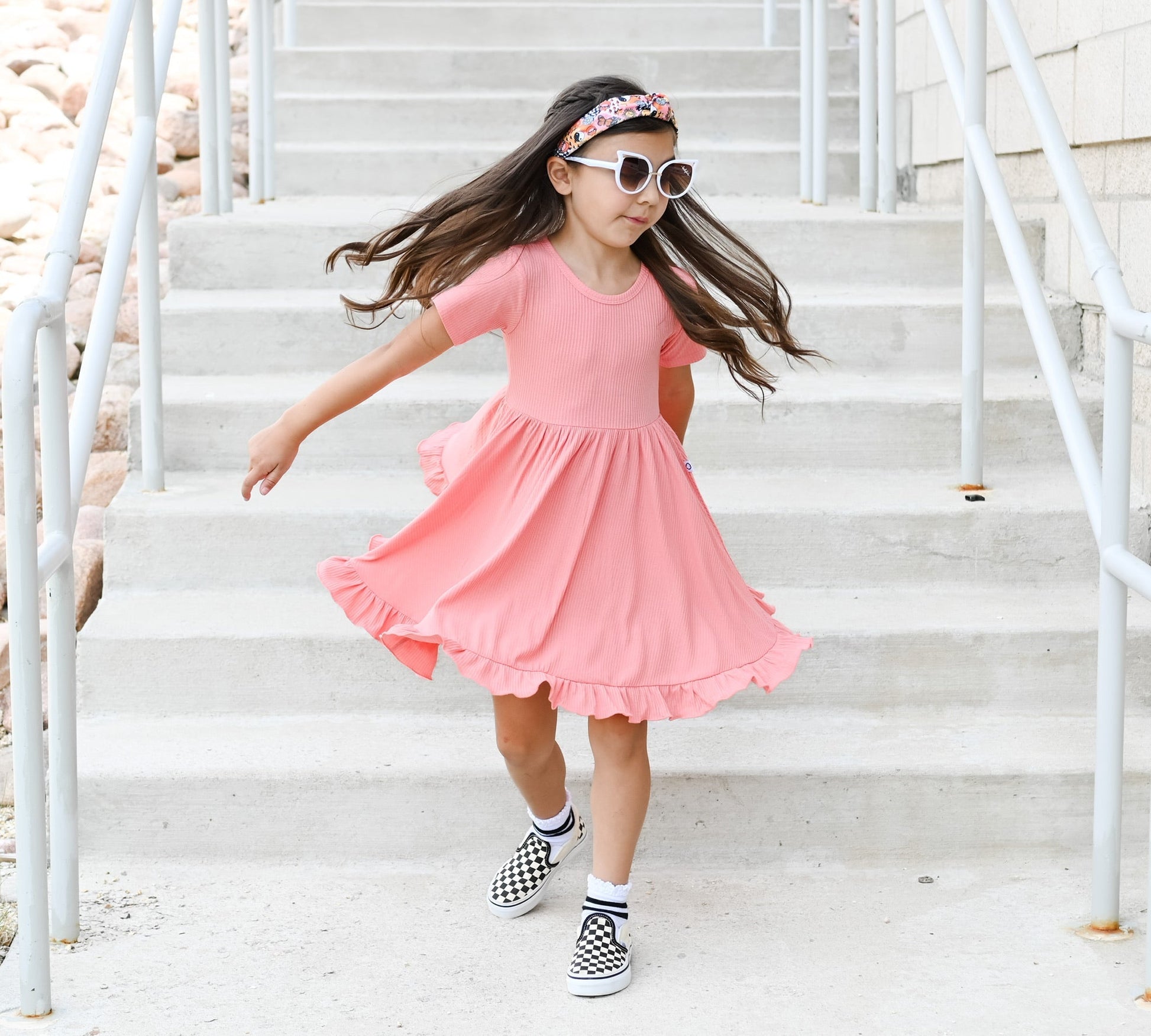 CORAL RIB DREAM RUFFLE DRESS - Mack & Harvie