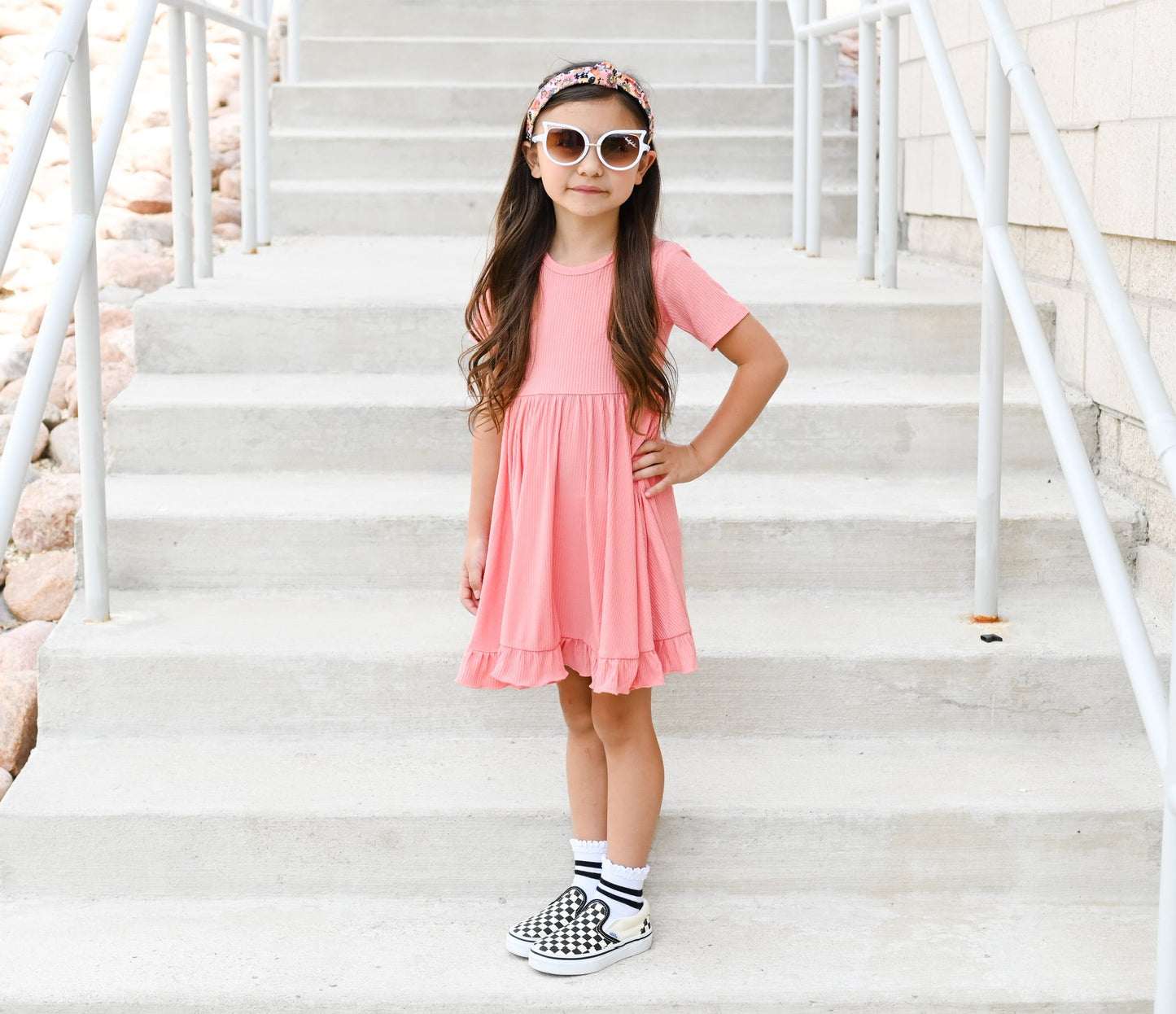 CORAL RIB DREAM RUFFLE DRESS - Mack & Harvie