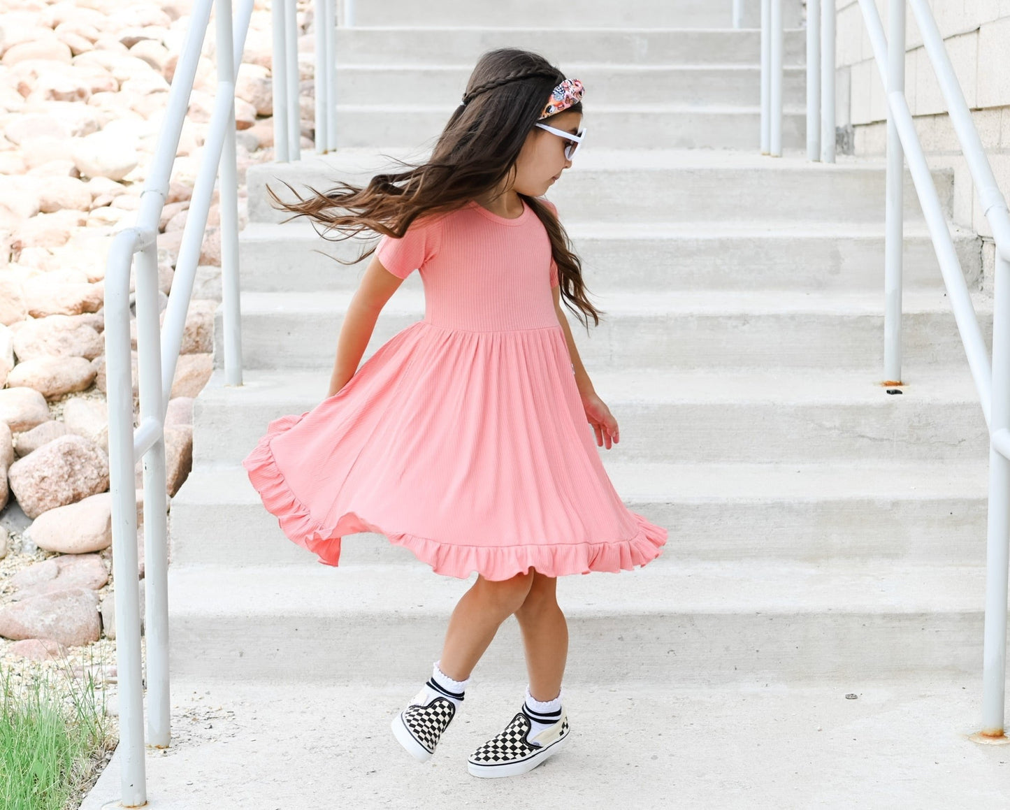 CORAL RIB DREAM RUFFLE DRESS - Mack & Harvie