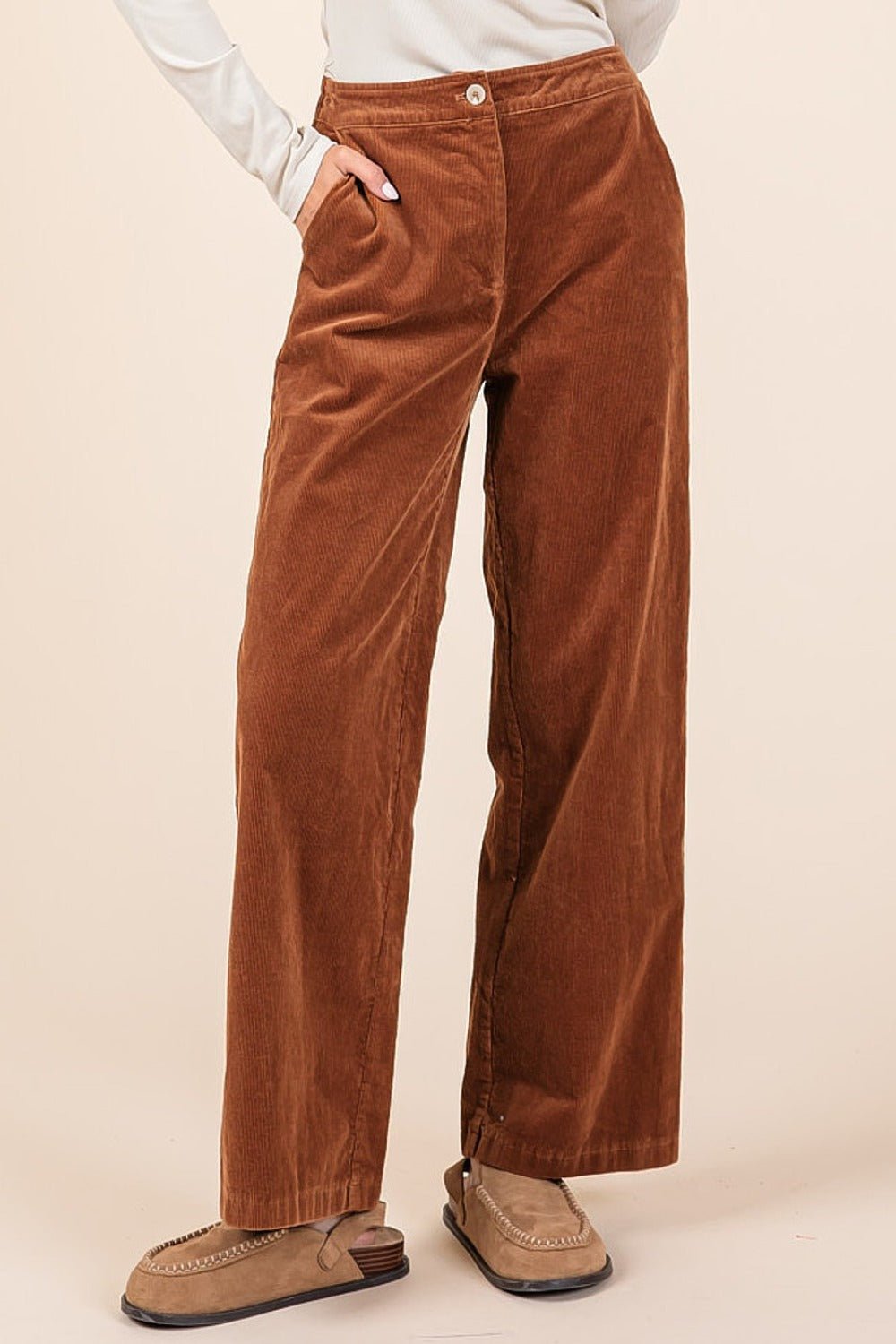 Corduroy Back Elastic Waist Pants - Mack & Harvie