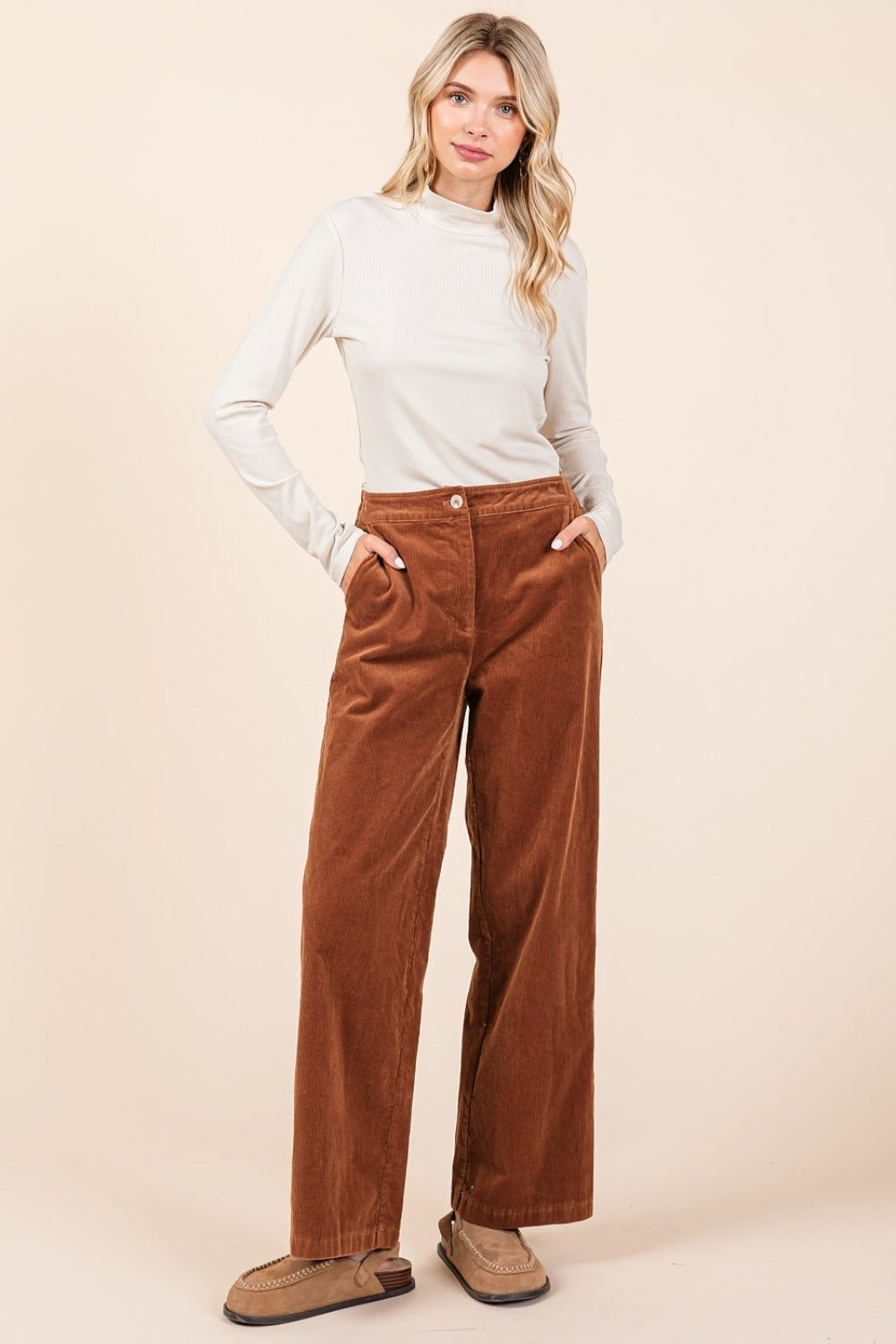 Corduroy Back Elastic Waist Pants - Mack & Harvie