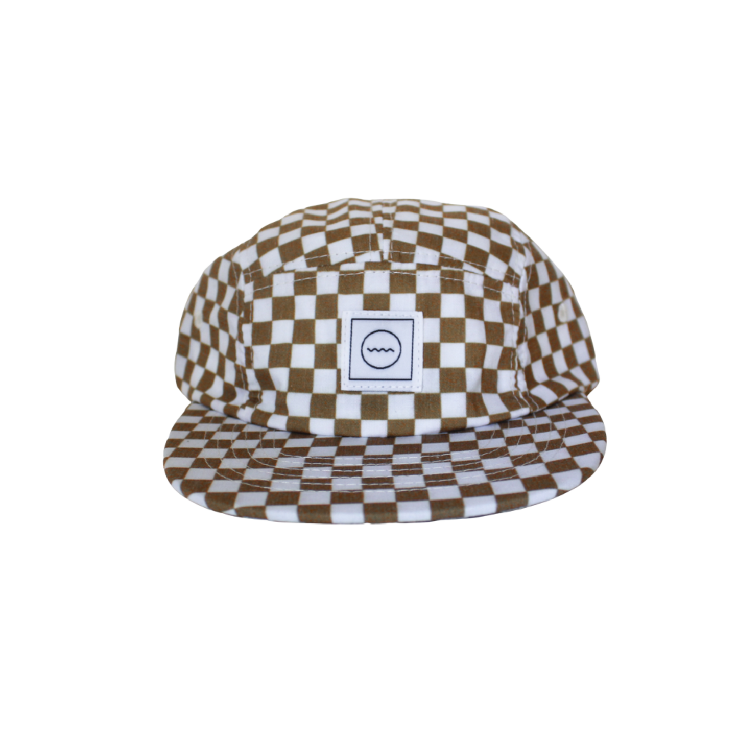 Cotton Five-Panel Hat in Copper Check