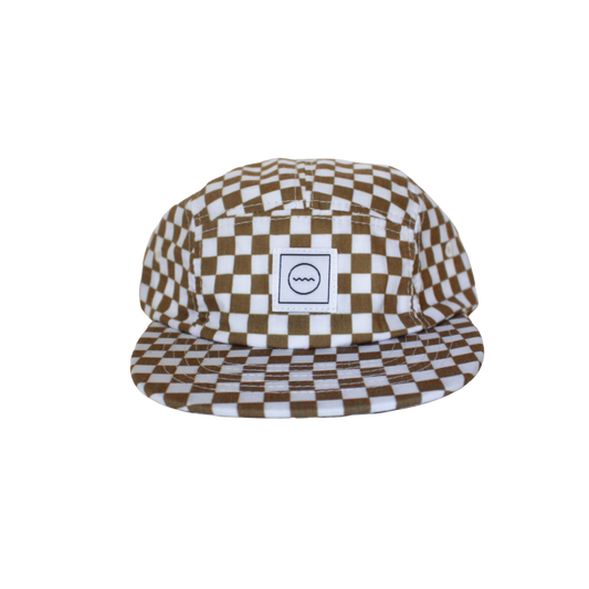 Cotton Five-Panel Hat in Copper Check