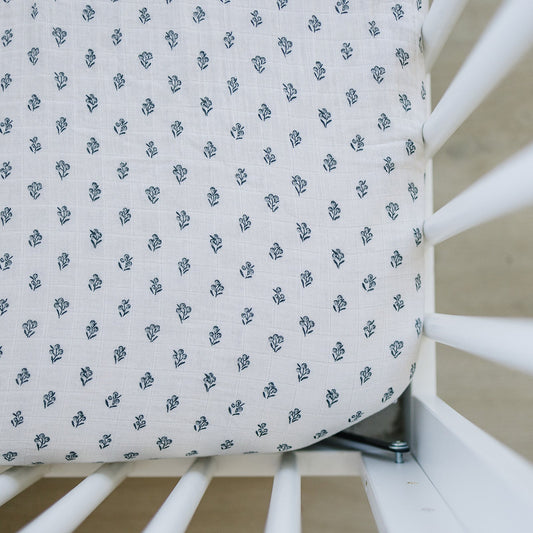 Cream Berry Muslin Crib Sheet - Mack & Harvie