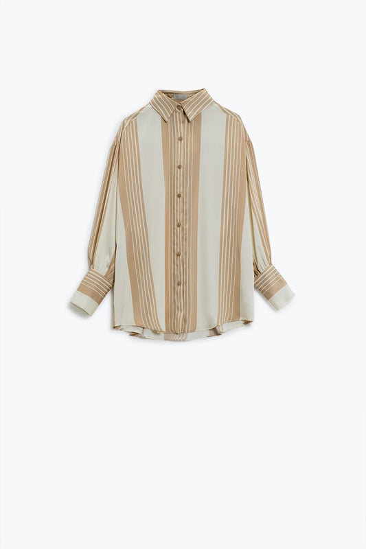 Cream Button Up Blouse With Polo Collar - Mack & Harvie