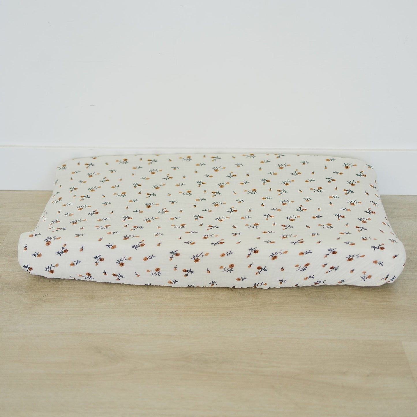 Cream Floral Muslin Changing Pad Cover - Mack & Harvie