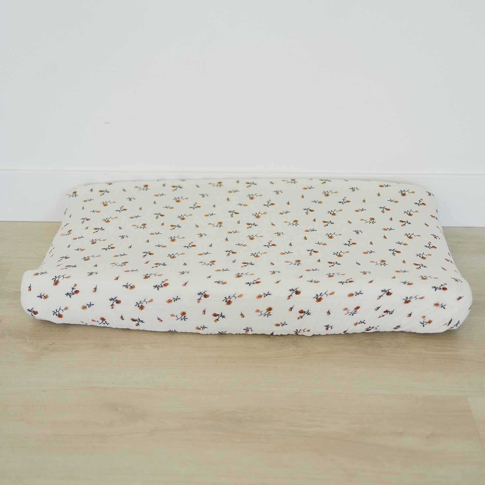 Cream Floral Muslin Changing Pad Cover - Mack & Harvie