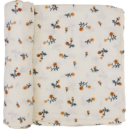 Cream Floral Muslin Swaddle Blanket - Mack & Harvie