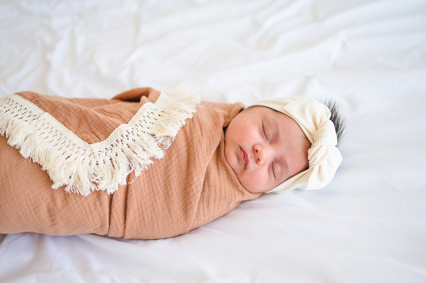 Cream Ribbed Baby Bow Headband - Mack & Harvie