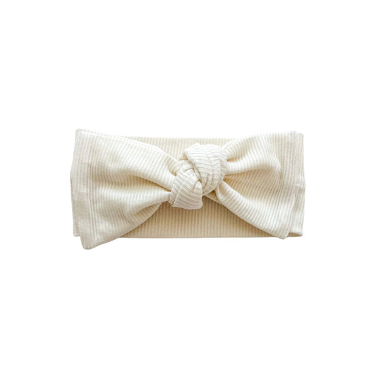 Cream Ribbed Baby Bow Headband - Mack & Harvie