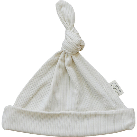 Cream Ribbed Bamboo Newborn Knot Hat - Mack & Harvie