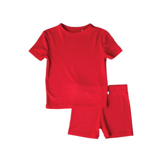 Crimson Red | Ribbed Bamboo Short Set - Mack & Harvie