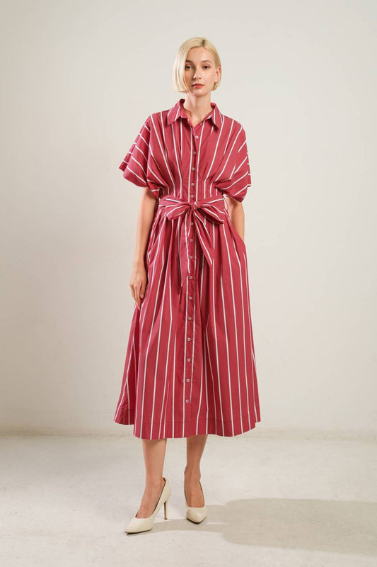 DARING HEART WOVEN MIDI DRESS - Mack & Harvie